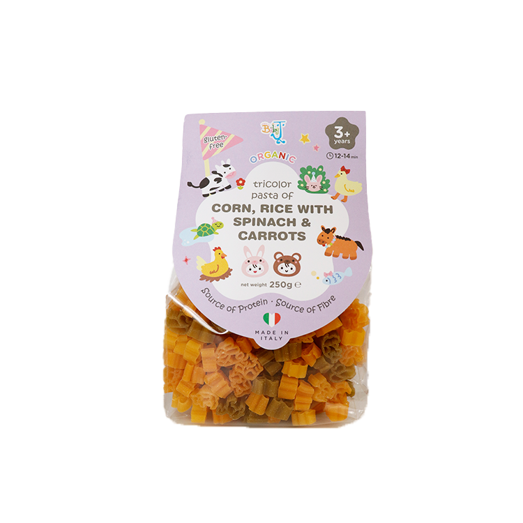 BabyJ - 意大利有機無麩質動物通粉 (菠菜+胡蘿蔔) 250g