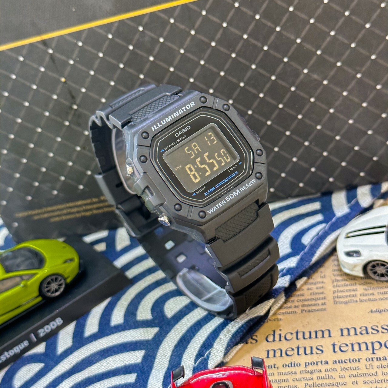 【CASIO 卡西歐】潮流復古方形電子錶 W-218H-1B 現代鐘錶