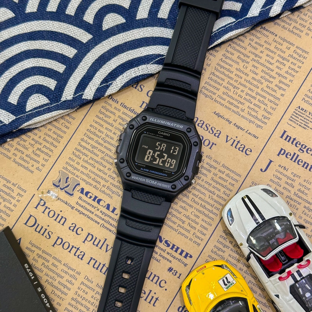 【CASIO 卡西歐】潮流復古方形電子錶 W-218H-1B 現代鐘錶