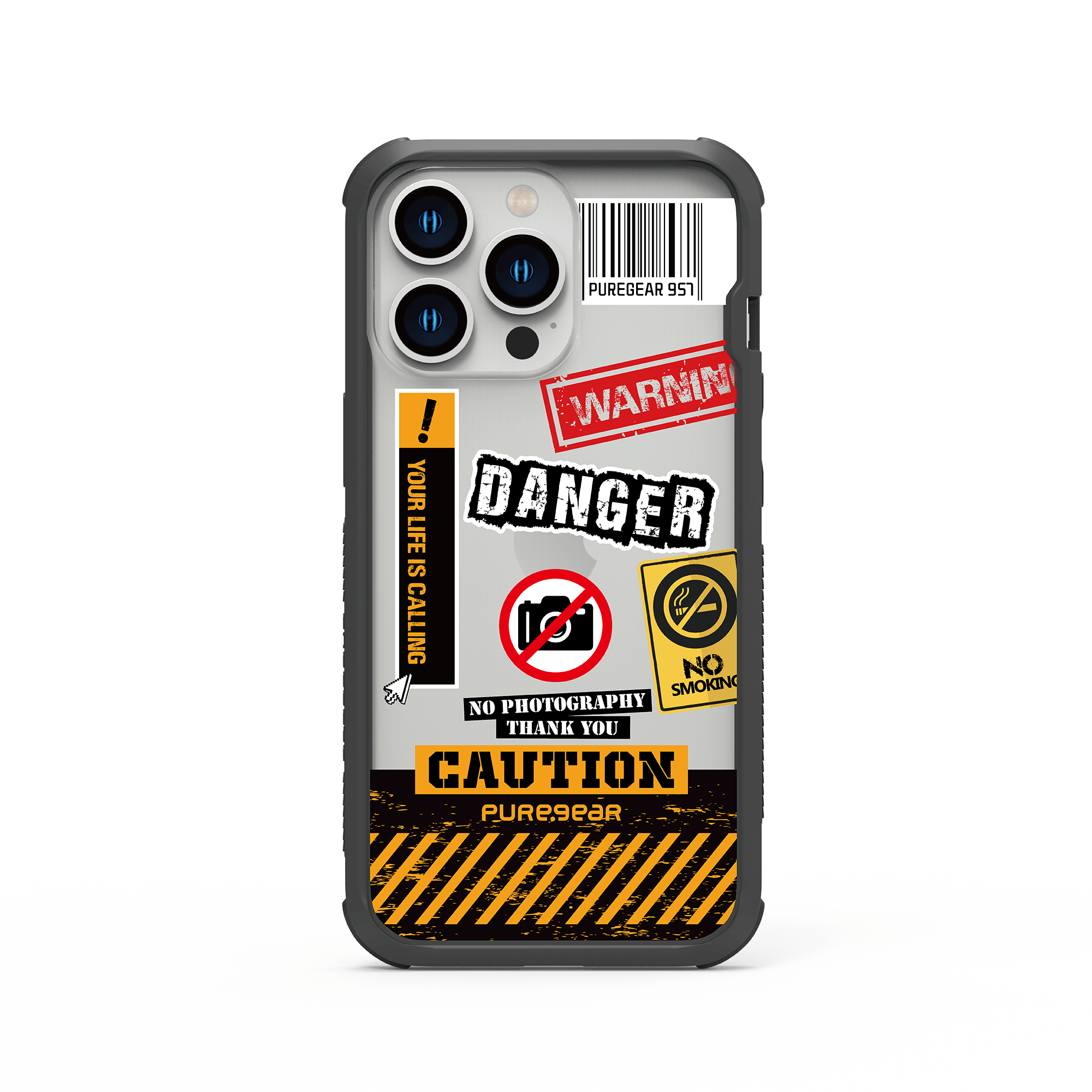 iPhone 13/12/11 輕坦克防摔手機殼 / 危險禁區 (拼貼風格)