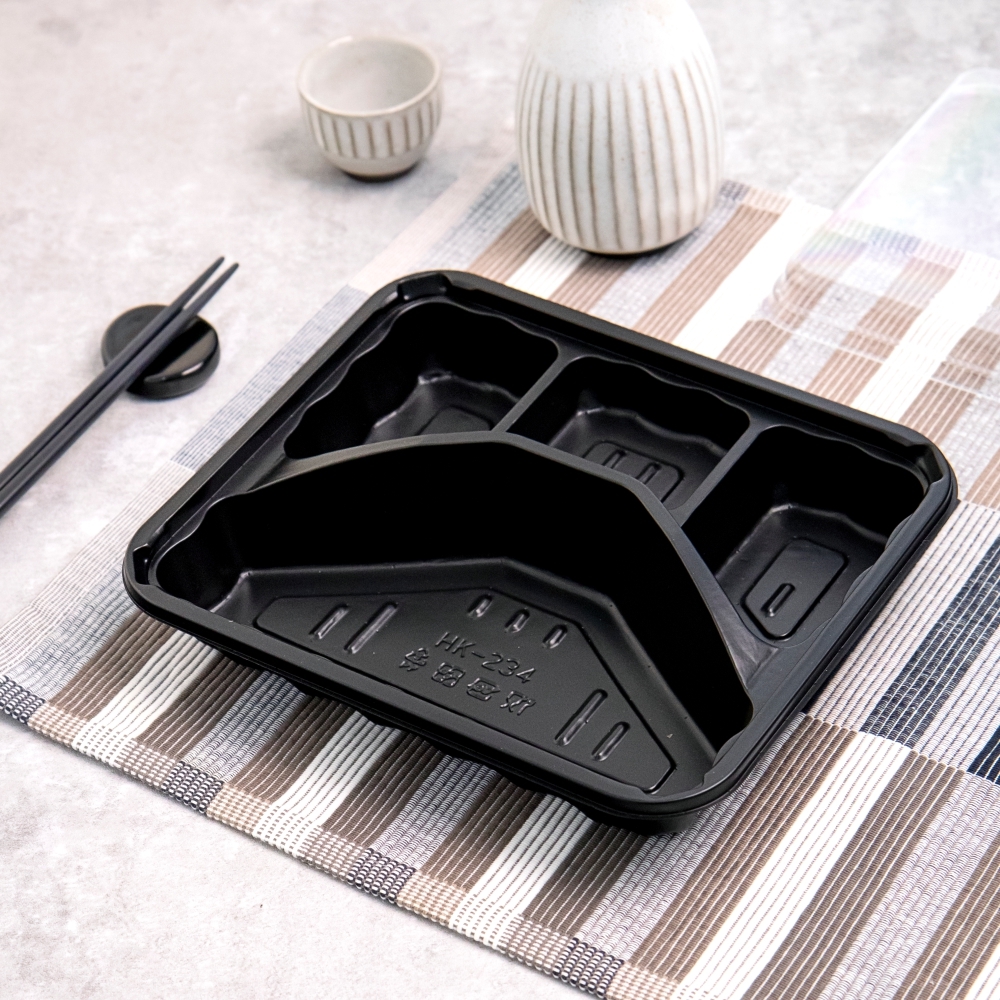 塑膠長方型便當盒 四分格 800ml 37號