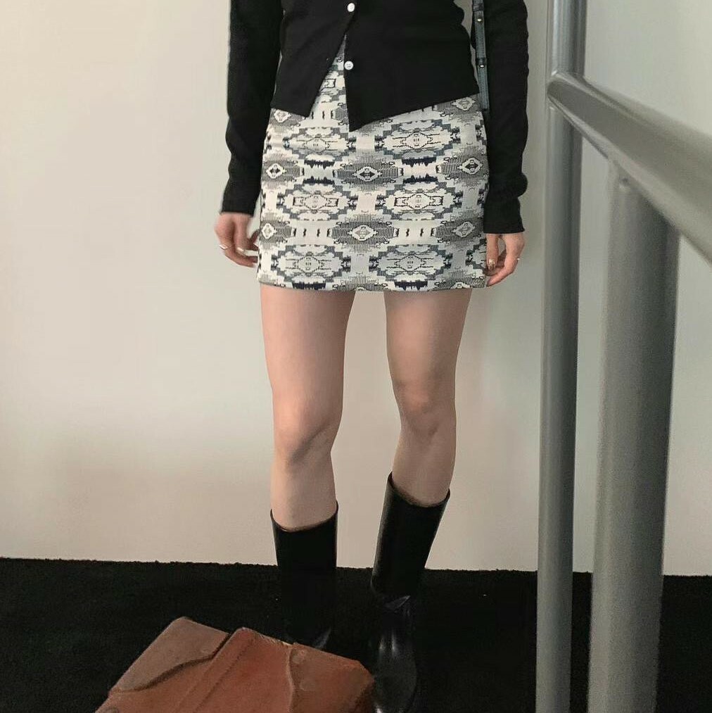 度假圖紋短裙(藍/S)