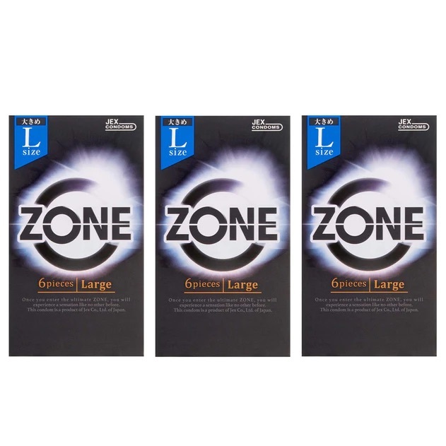 日本JEX ZONE 地帶大碼乳膠安全套（6片裝）三盒裝