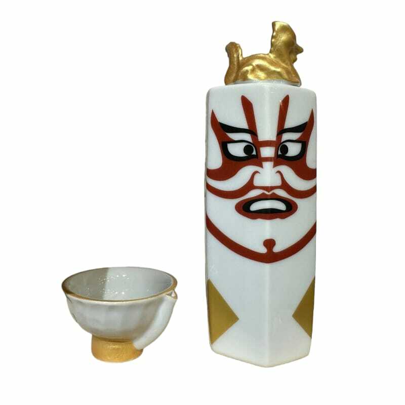 丸モ高木陶器 歌舞伎盛酒套裝 ﹝清酒壺 1個及酒杯 2隻﹞