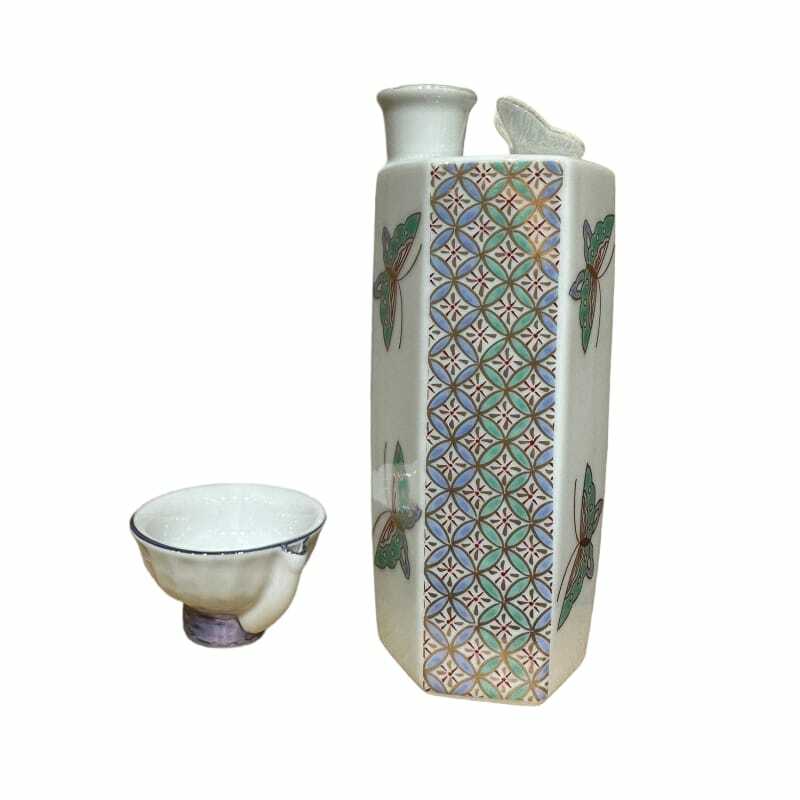 丸モ高木陶器 蝴蝶盛酒套裝 ( 清酒壺 1個及酒杯2隻)
