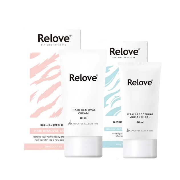 【套裝優惠】台灣Relove 免剃脫毛膏+ 脫後鎮定舒緩保濕凝膠（可用於比堅尼位）