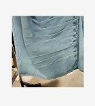 [S] DKNY BUTTON FRONT DENIM SKIRT,BLUE TIDE WASH, E3CNZ822-D8C (SD466)