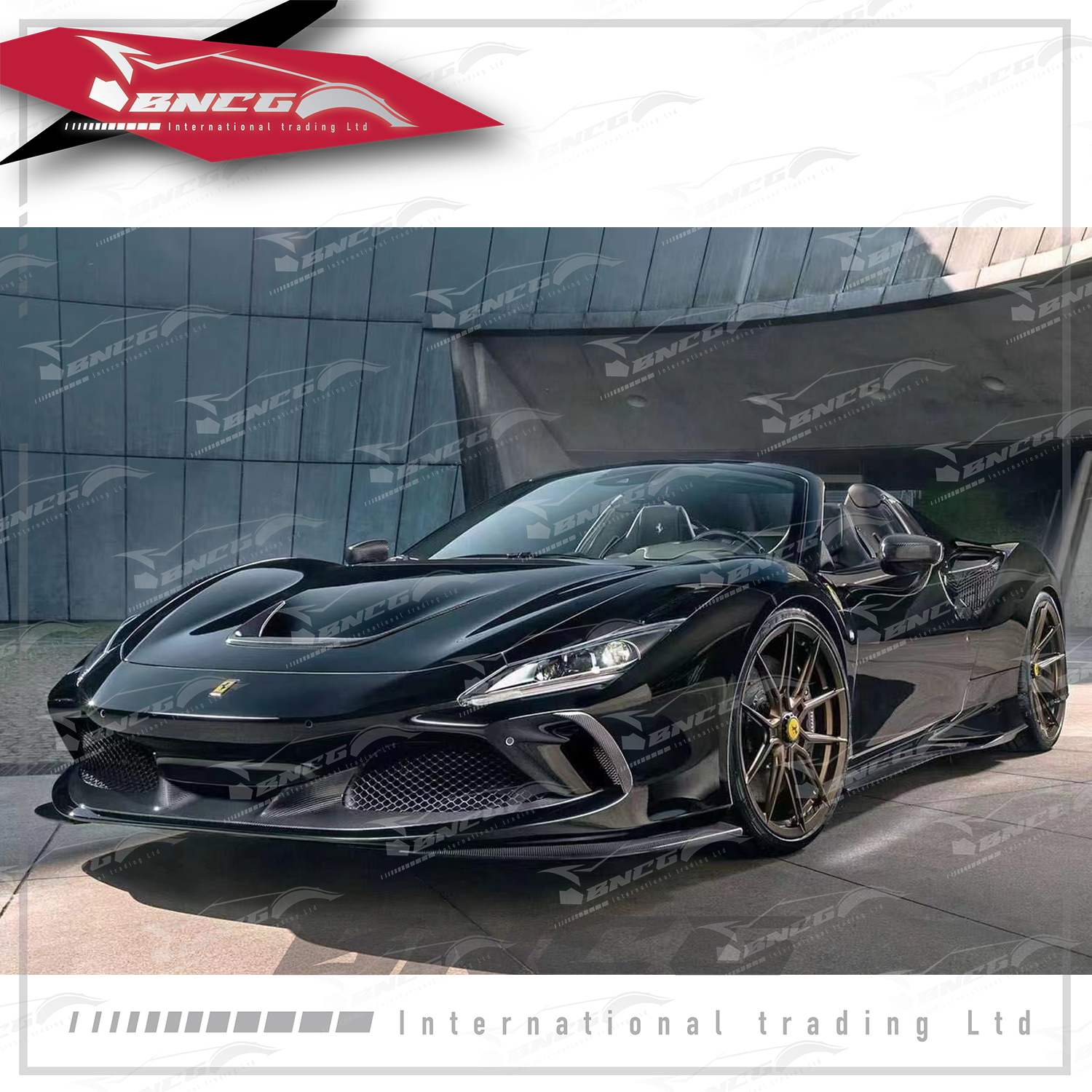 法拉利 Ferrari F8 乾碳纖維 OEM款 大包圍 前下巴 前風刀 進氣飾件 側裙 尾翼 後導流