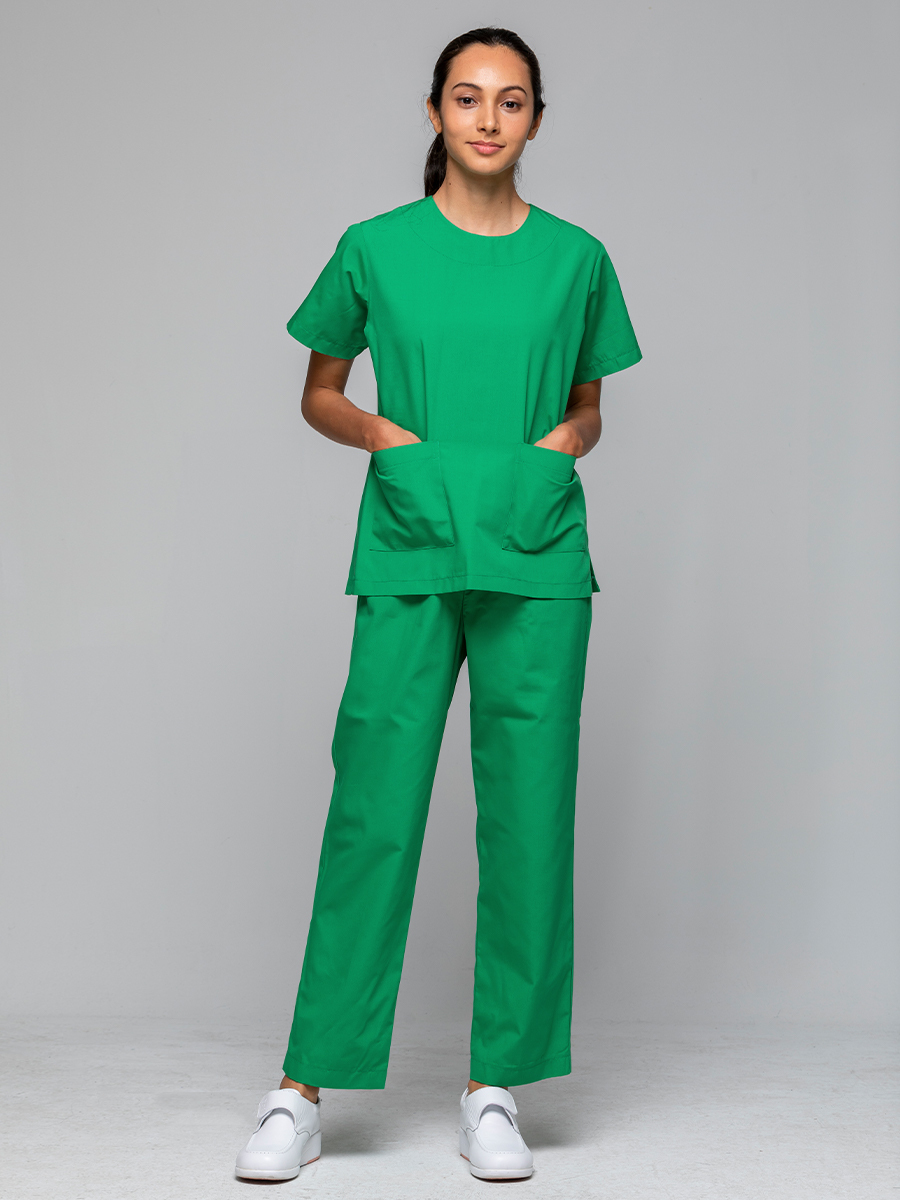 【 C703-E3 出清款 】女刷手褲裝-C經典布-竹子綠