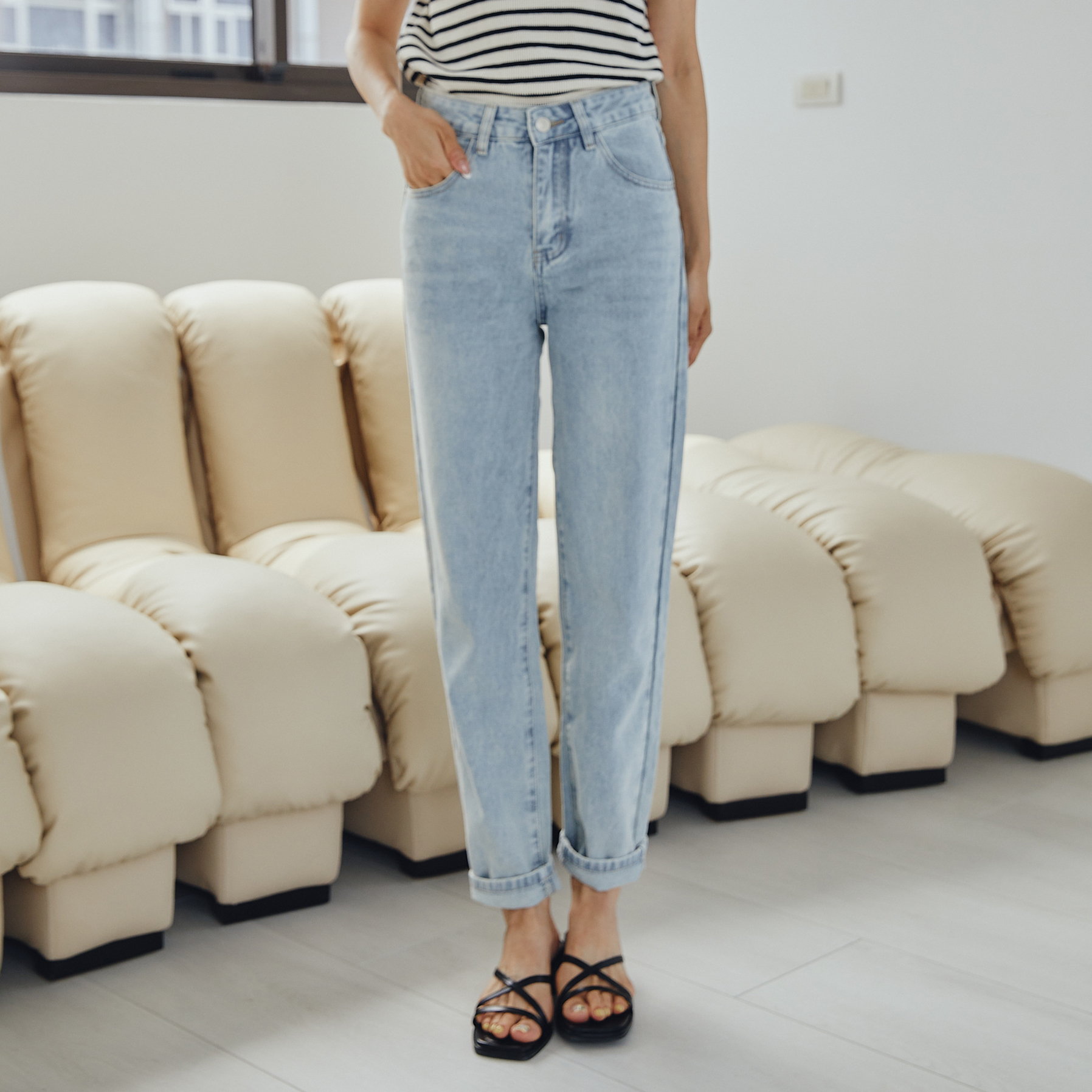 『最後現貨』guten made/復刻爆款直腿男友褲-淺藍