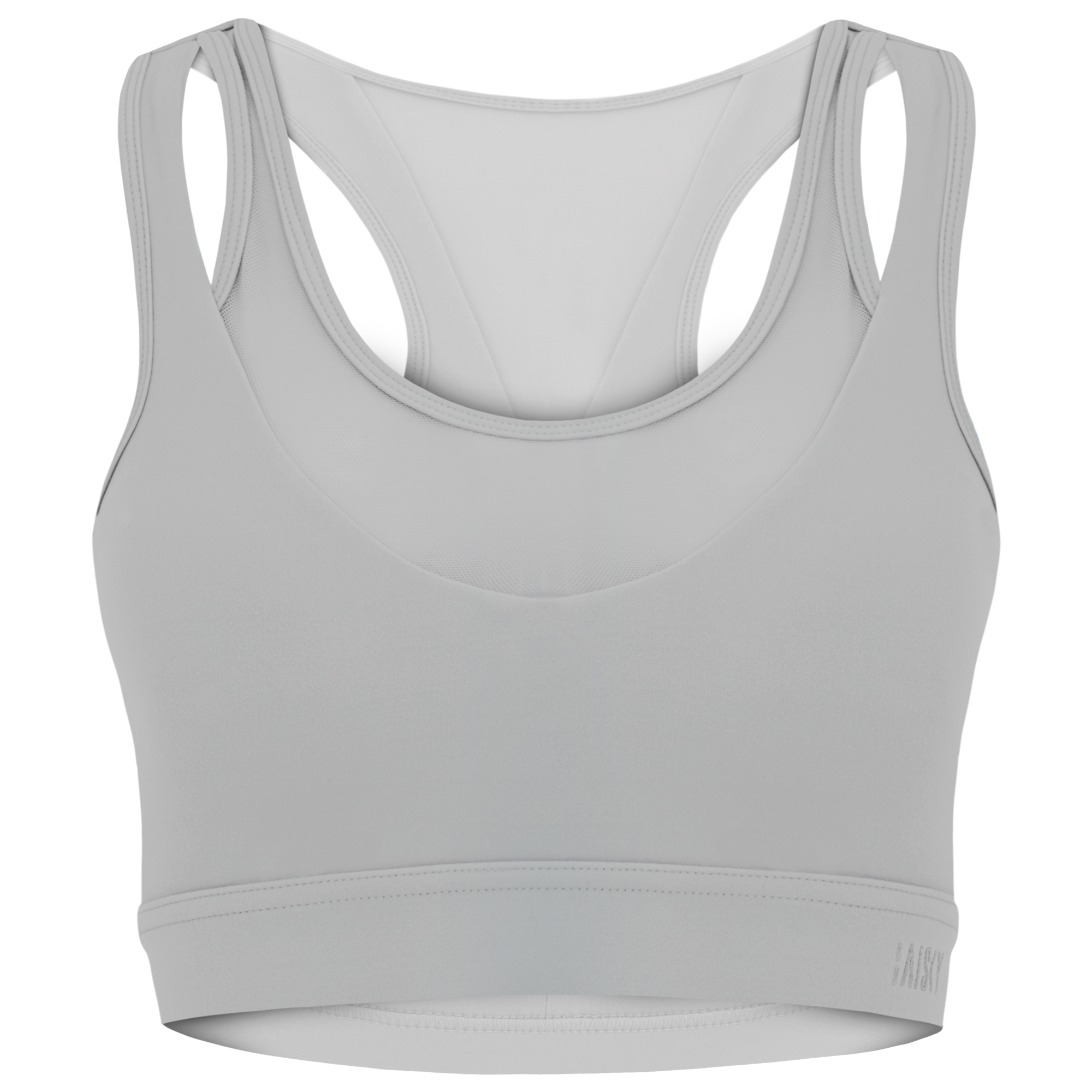 女款網紗拼接運動內衣 銀灰