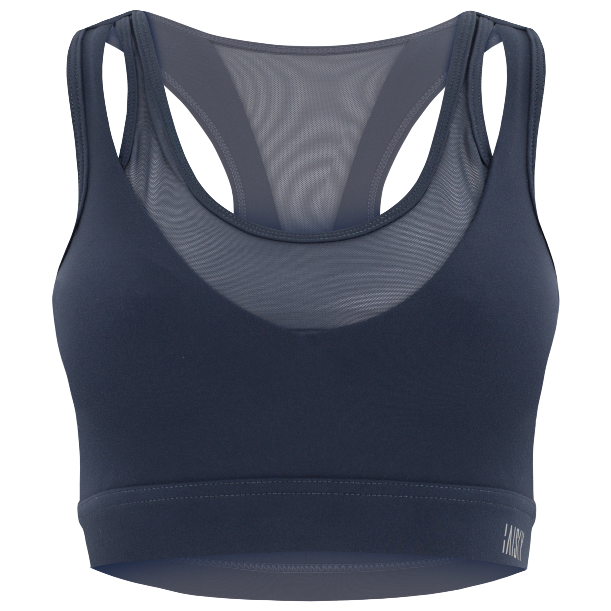 女款網紗拼接運動內衣 灰藍