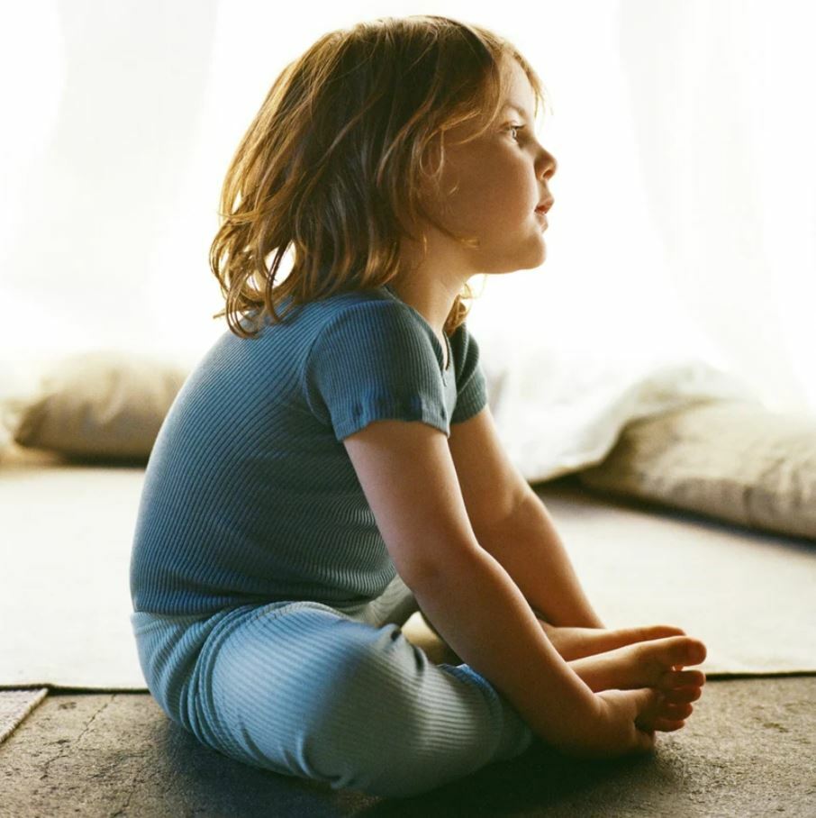 MINIMALISMA 絲綢羅紋短袖包屁衣 Buddy - Northern Lights 極光藍