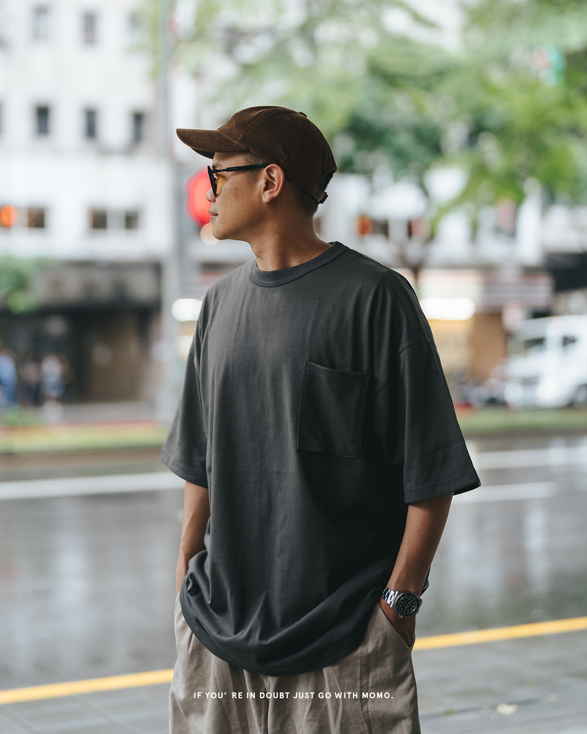 OurPick 高磅開衩立體口袋短Tee 21117