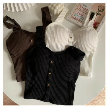 Women Knitted Tank Top Summer Elastic Crop Camisole Sleeveless T Shirt Spaghetti Vest Camis Female Vest Solid Tops