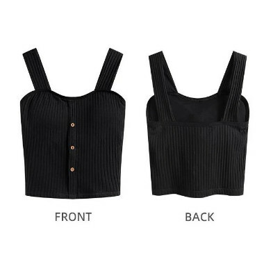 Women Knitted Tank Top Summer Elastic Crop Camisole Sleeveless T Shirt Spaghetti Vest Camis Female Vest Solid Tops