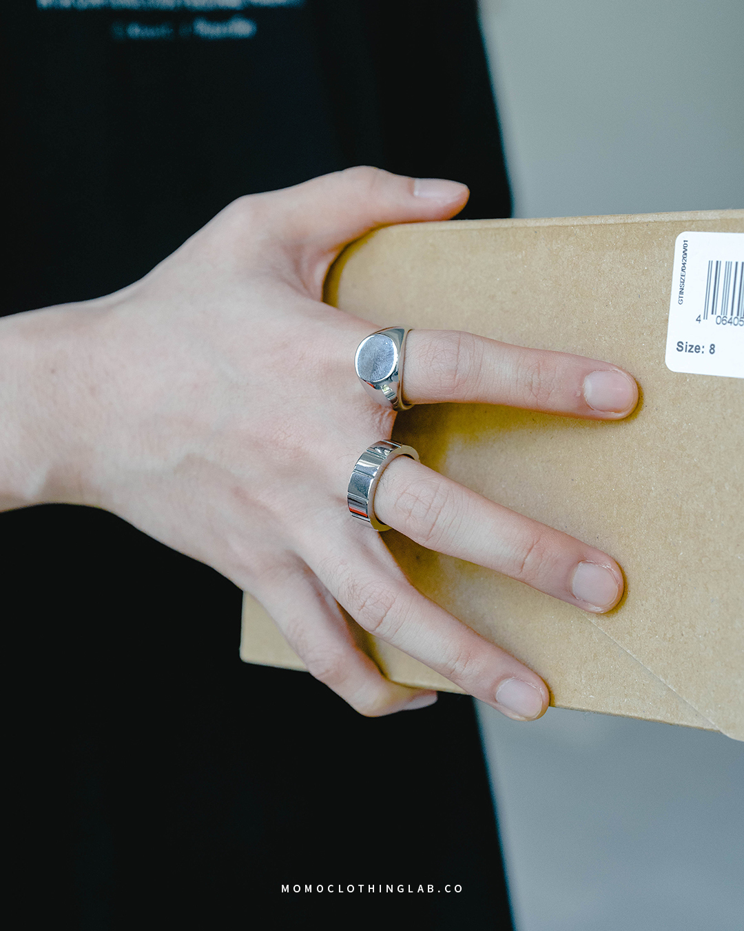 #現貨 (ACCR106) 正韓鋼戒 直凹痕方格戒