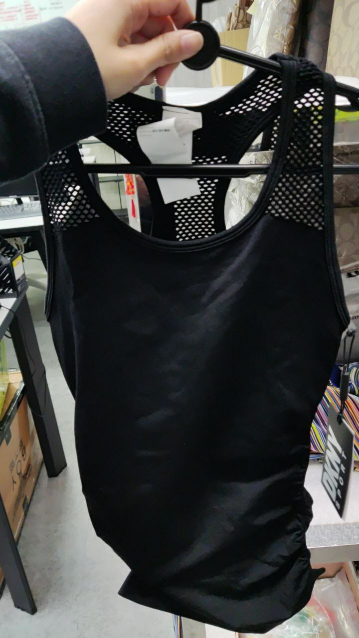 [S] DKNY SEAMLESS RACERBACK RUCHED TANK,BLACK, DP2T8851-BLK (SD507)
