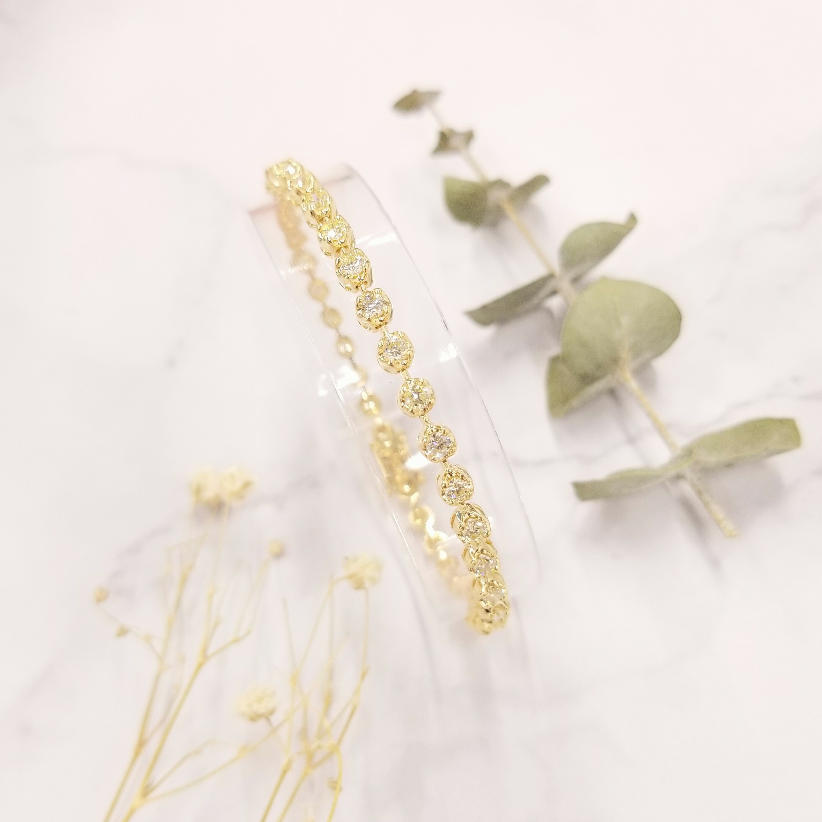 全新18K黃金2卡13份鑽石手鍊