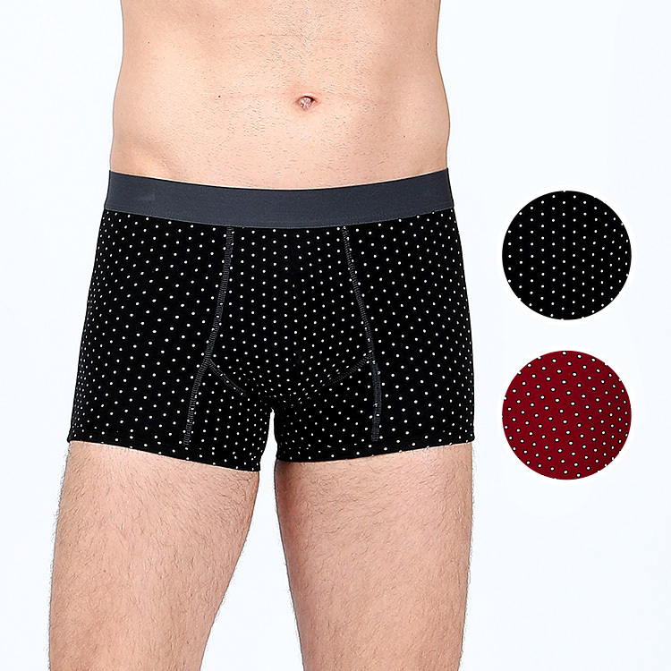 【HENIS】時尚圓點暖感棉織透氣四角褲