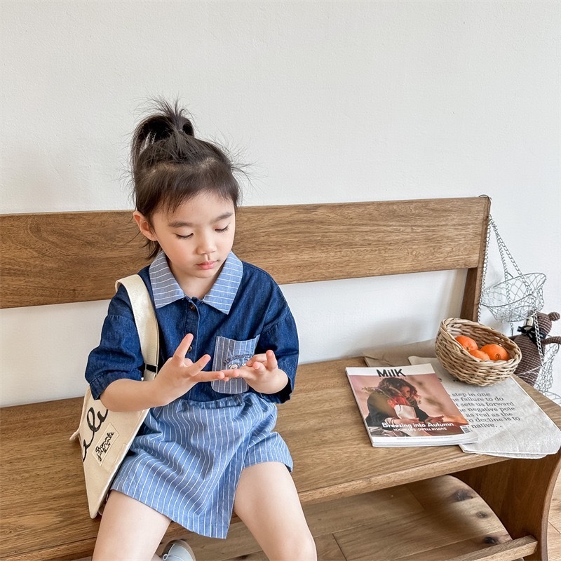 直條紋斜切褲裙