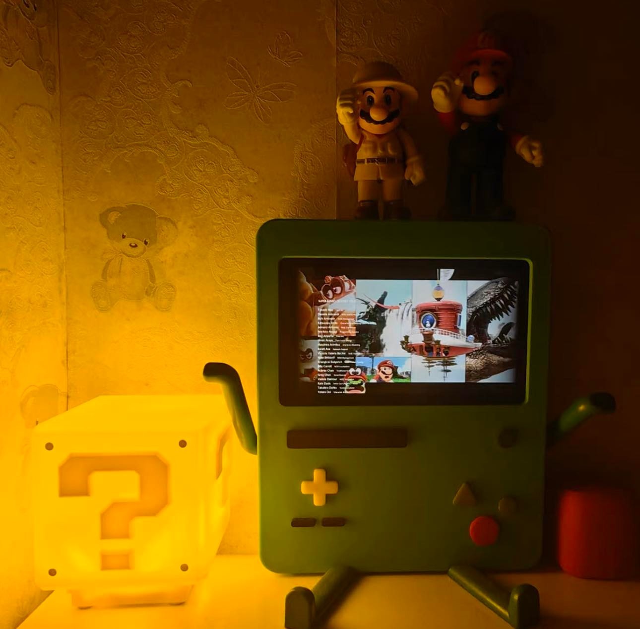 瑪利歐小夜燈 超級瑪莉夜燈 LED 方塊磚問號台燈