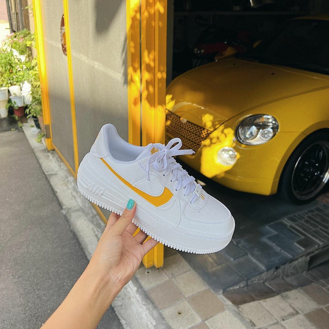 Nike Air Force 1 PLT.AF.ORM 白色 鵝黃 蛋黃色 白鞋 厚底 增高 DJ9946-102