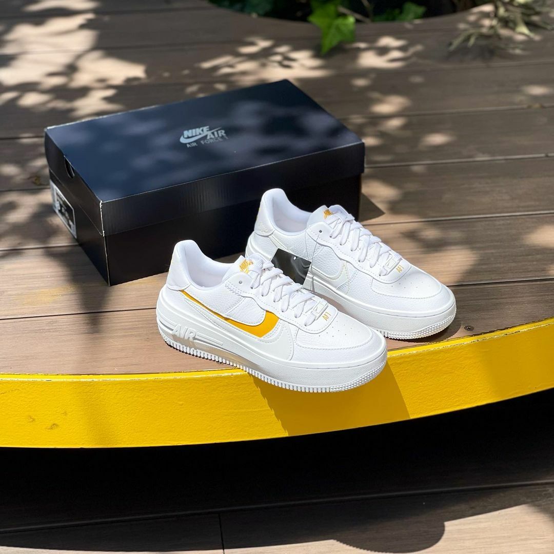 Nike Air Force 1 PLT.AF.ORM 白色 鵝黃 蛋黃色 白鞋 厚底 增高 DJ9946-102