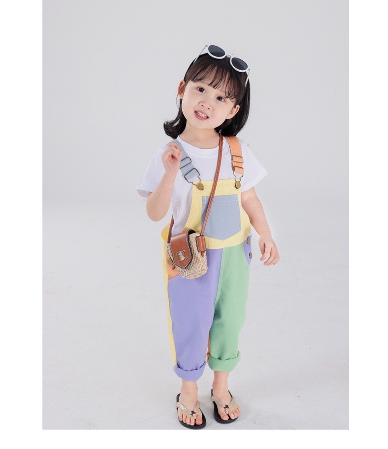 繽紛拼接吊帶褲/吊帶裙