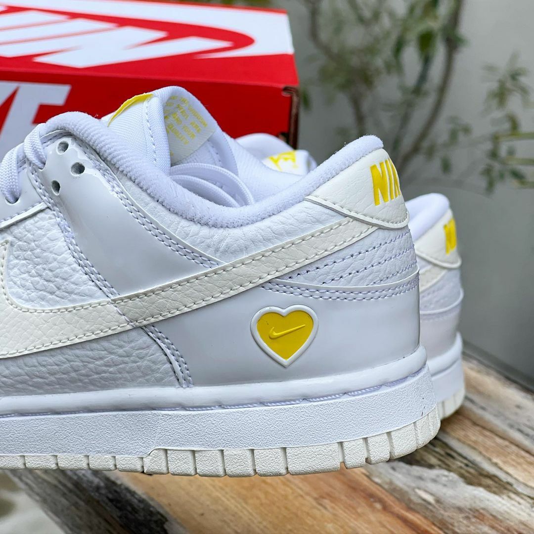 Nike Dunk Low 情人節限定 檸檬黃 白色 愛心 亮皮 皮革 百搭款 FD0803-100