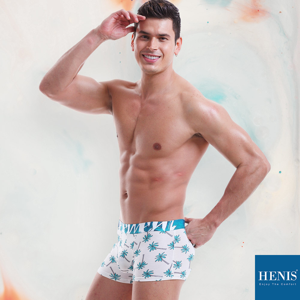 【HENIS】椰子樹印花莫代爾四角褲