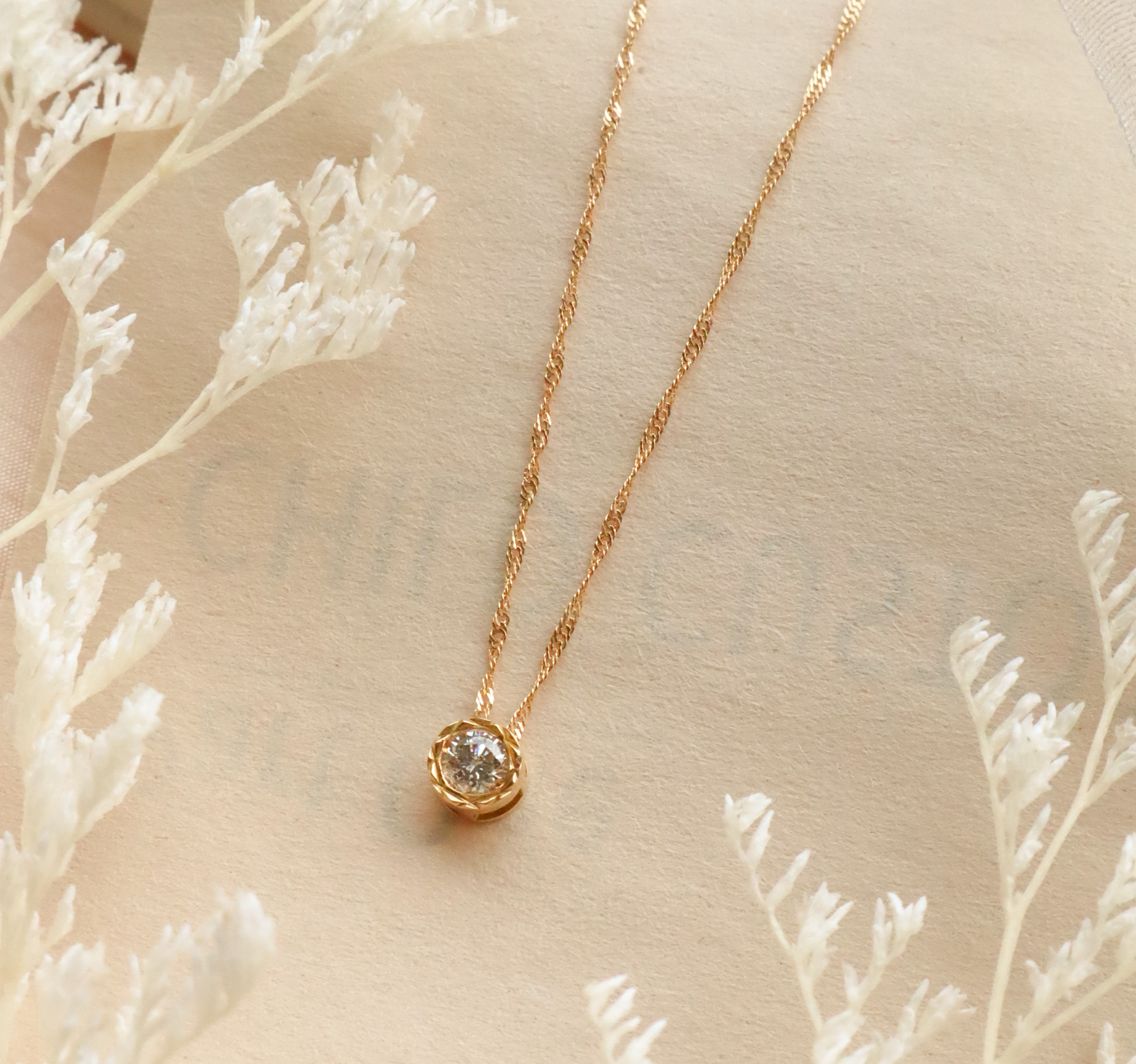 18K/復古單鑽0.15ct真鑽項鍊