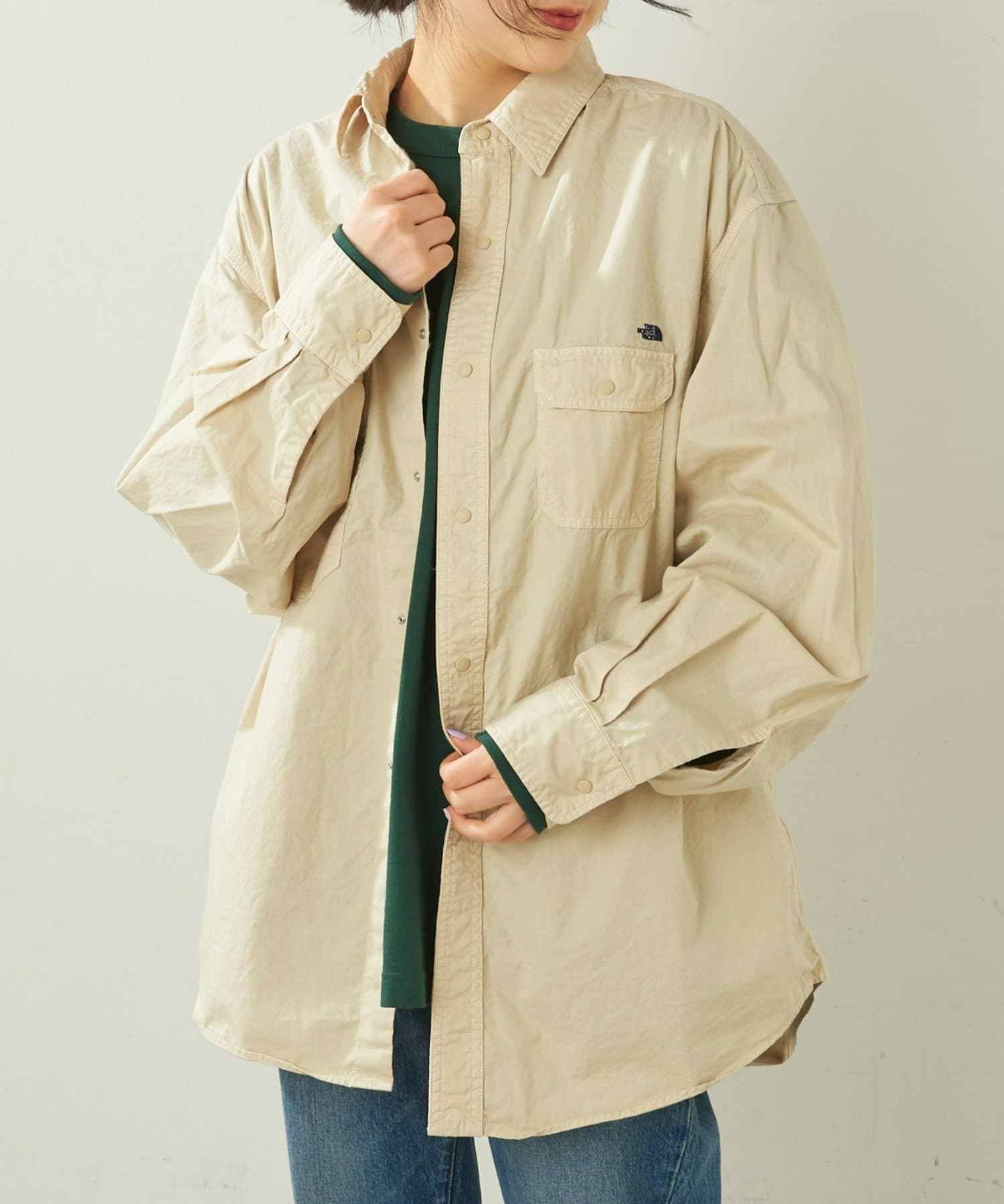 日本代購 紫標 THE NORTH FACE 北臉 輕質斜紋 大工裝襯衫 寬鬆休閒 三色 MAY-