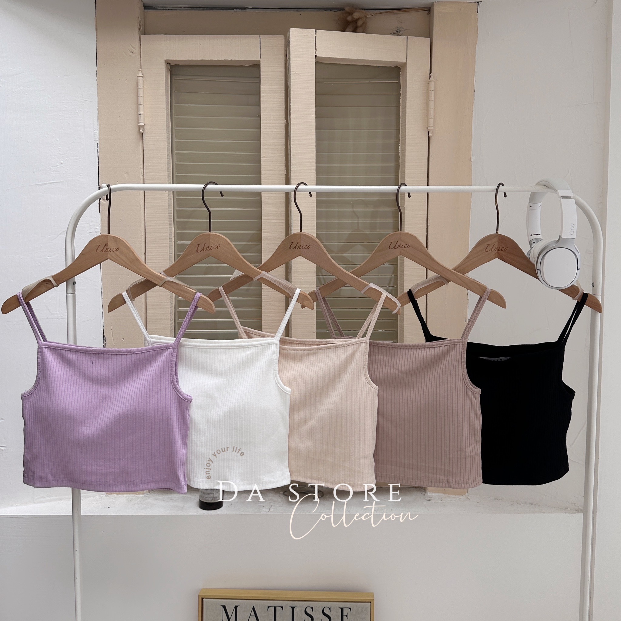 韓國平口坑紋細肩帶bra top/五色