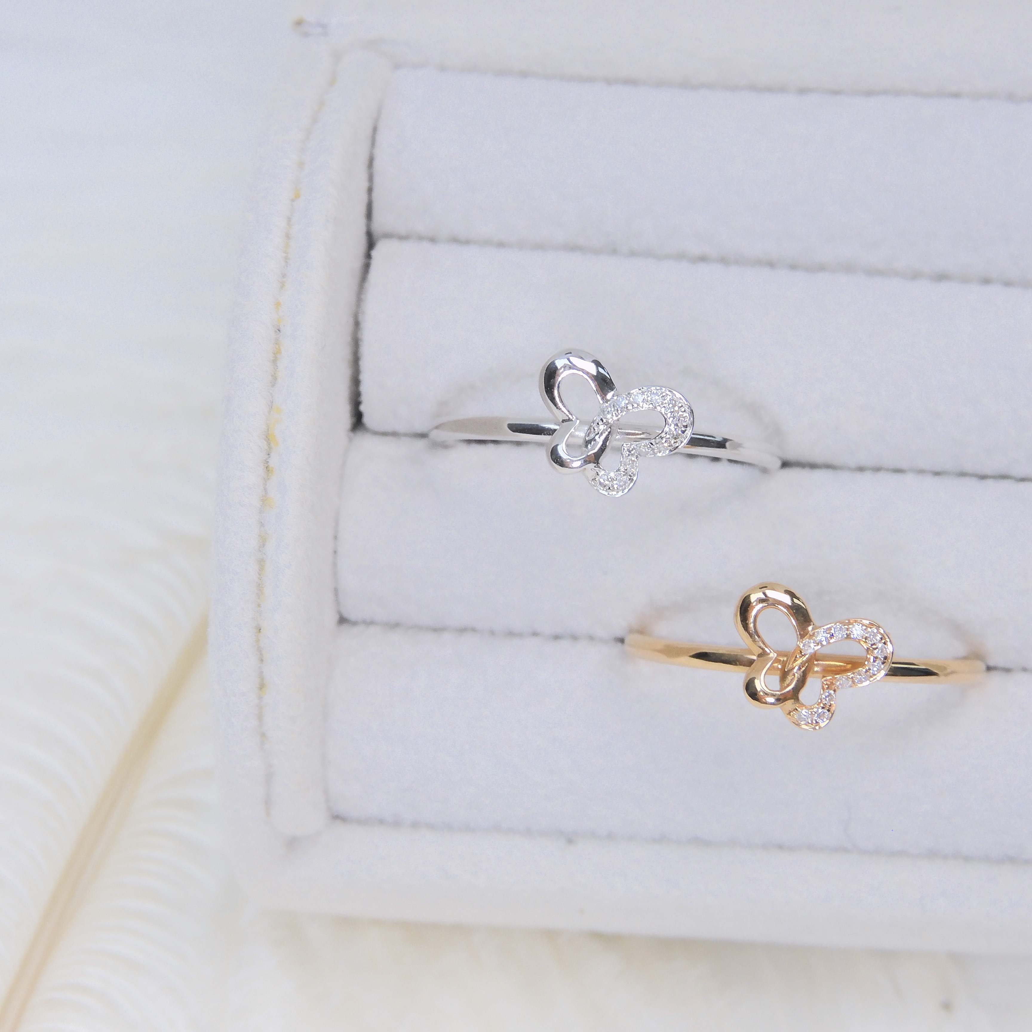 18K 蝴蝶鑽石戒指