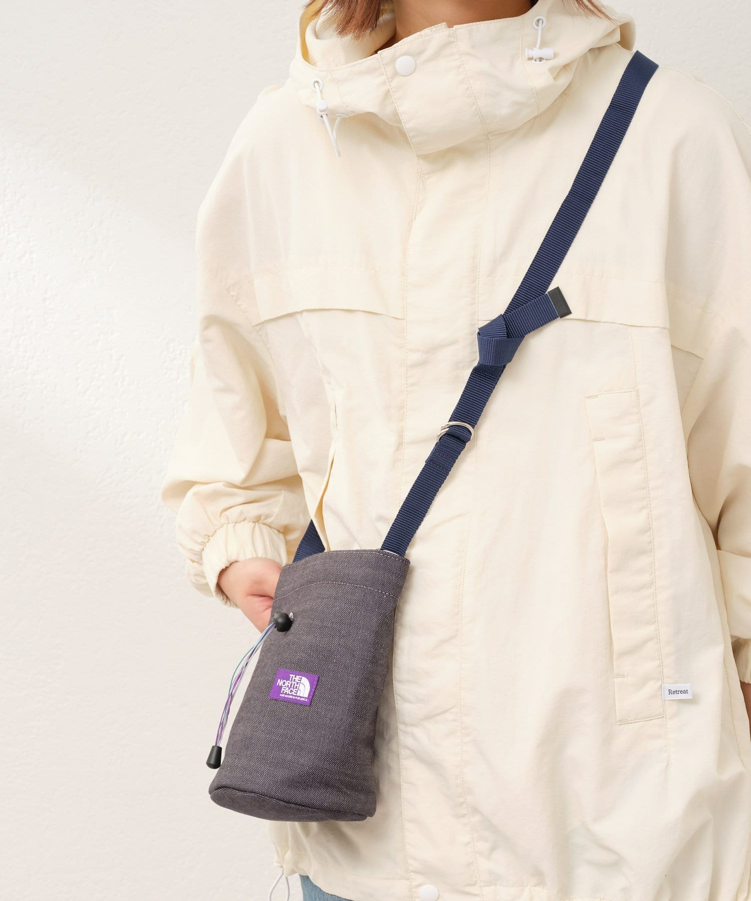 日本代購 紫標 THE NORTH FACE 北臉  DENIMBAG 單肩包 彩色拉繩 靛藍色 MAY-