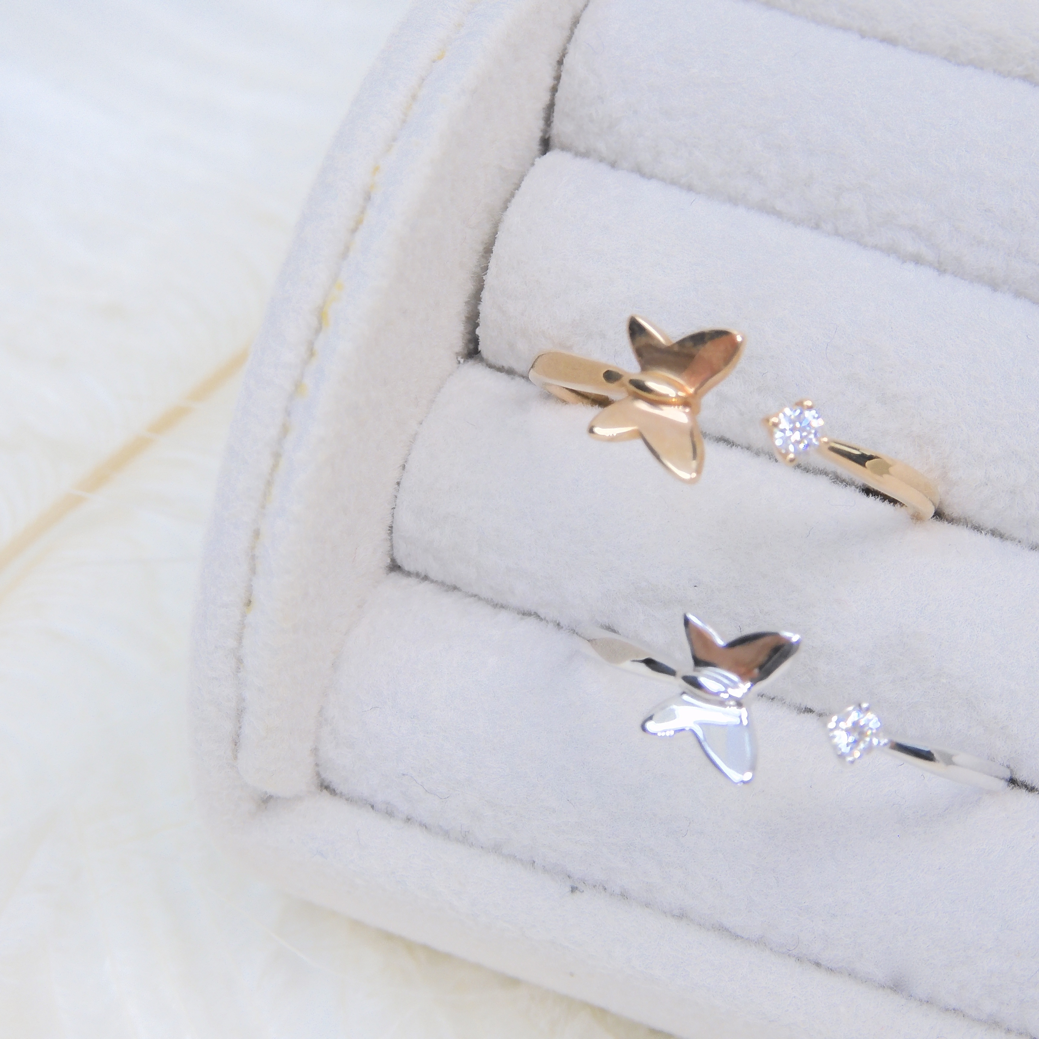 18K Gold Butterfly Diamond Open Ring