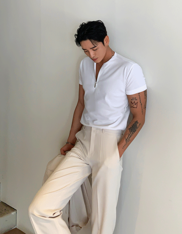 拉鍊肌肉短袖T恤