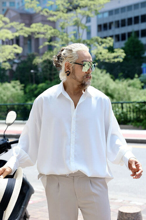 絲綢泡泡袖襯衫