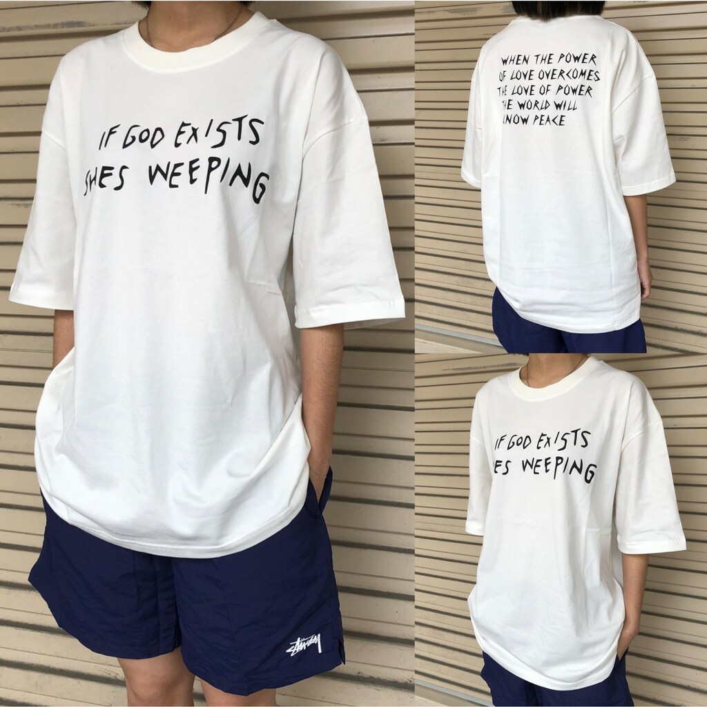 ☆ETW☆【EASY TO WEAR】自訂款 英文 字母 草寫 重磅 寬鬆 落肩 oversize 五分袖 短T 短袖 T恤 現貨