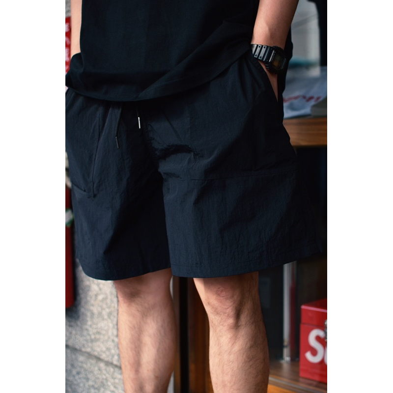 ☆ETW☆【EASY TO WEAR】自訂款 尼龍 寬版 休閒 牛仔短褲 膝上短褲 膝上 海灘褲 休閒短褲