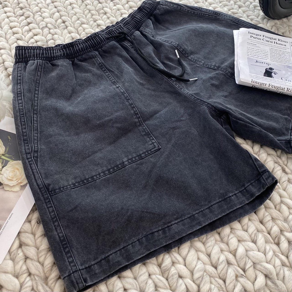 ☆ETW☆【EASY TO WEAR】自訂款 水洗 素面 短褲 膝上褲 寬褲 休閒褲 工作褲 水洗短褲 五色