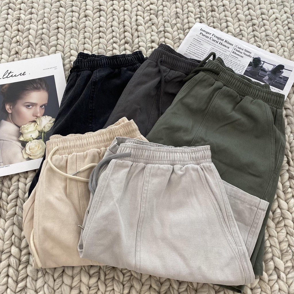 ☆ETW☆【EASY TO WEAR】自訂款 水洗 素面 短褲 膝上褲 寬褲 休閒褲 工作褲 水洗短褲 五色