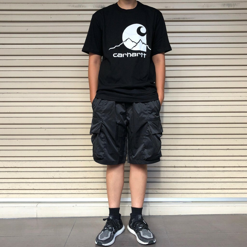 ☆ETW☆【EASY TO WEAR】自訂款 尼龍 涼感 工裝短褲 大口袋短褲 軍褲 工作褲 彈性鬆緊腰圍 黑 卡其 軍綠 現貨