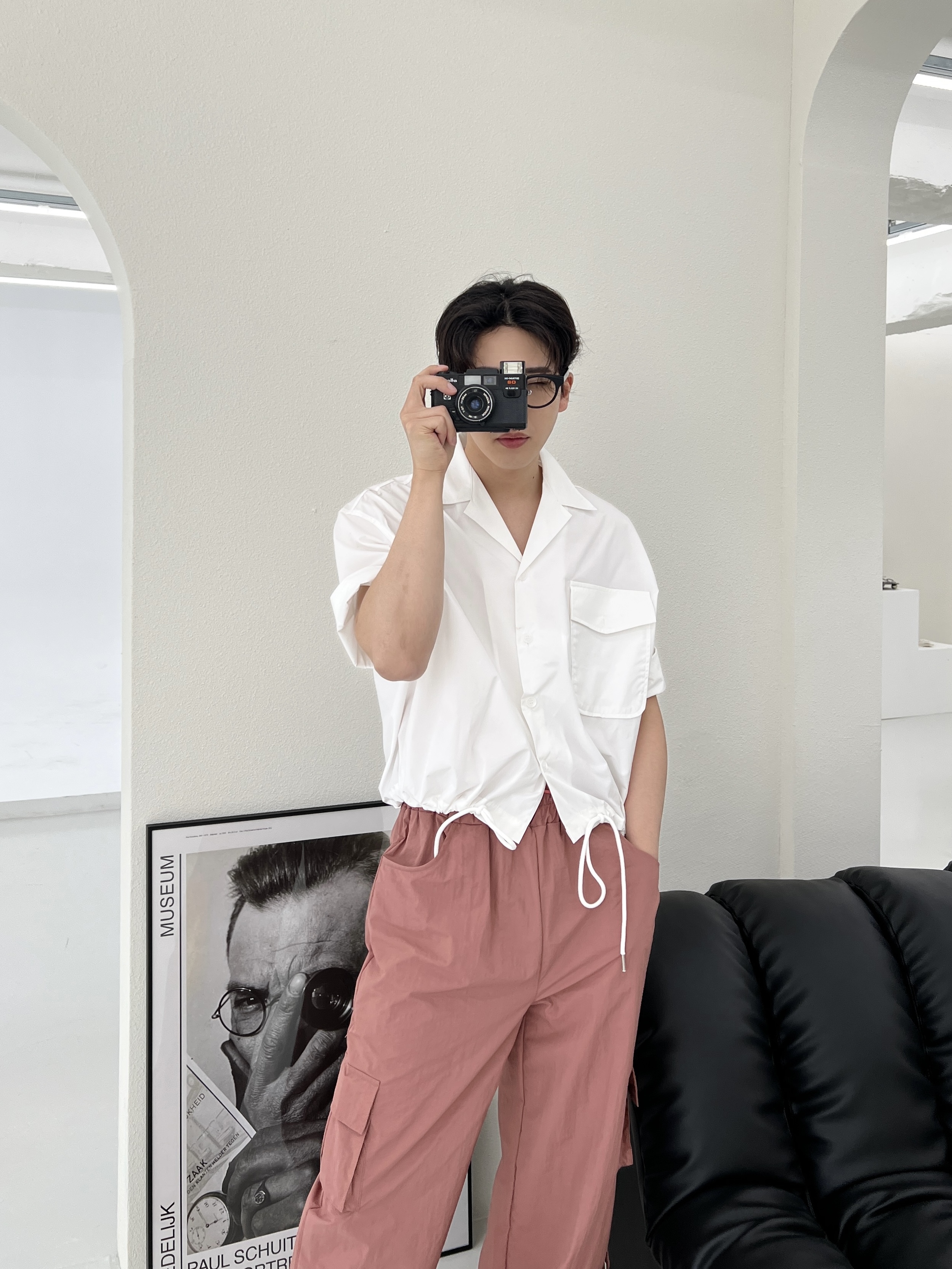 短款口袋短袖襯衫