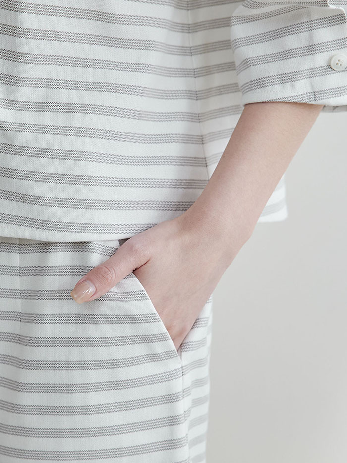 水手波佩條紋五分褲