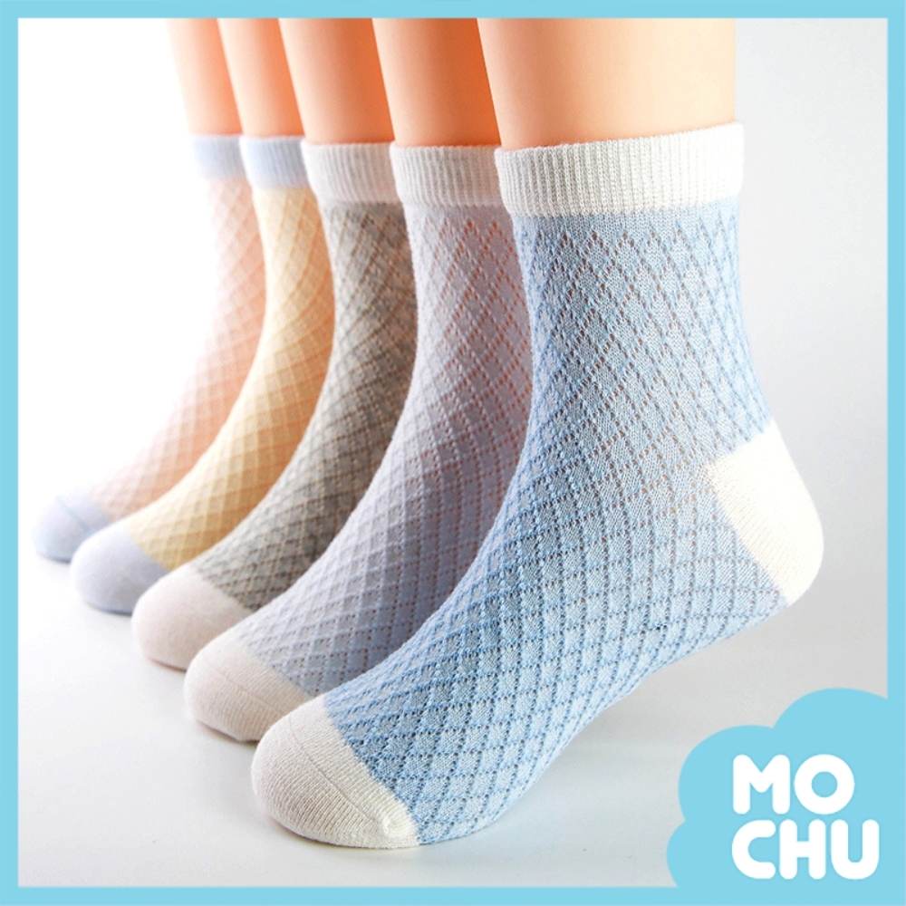 淡雅拼色短襪五入組
