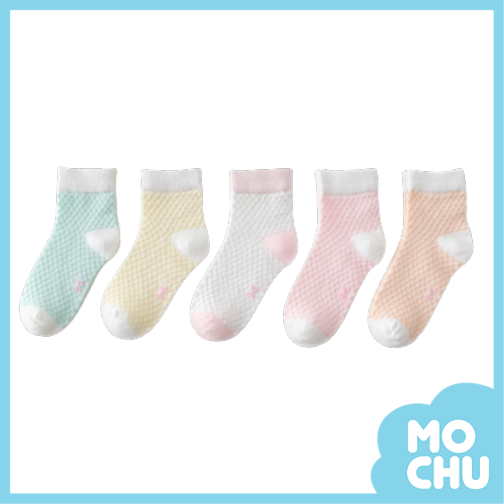 淡雅拼色短襪五入組