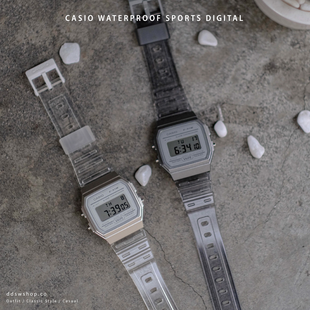 Casio 手錶 卡西歐 透明 果凍電子錶 黑灰色 白色