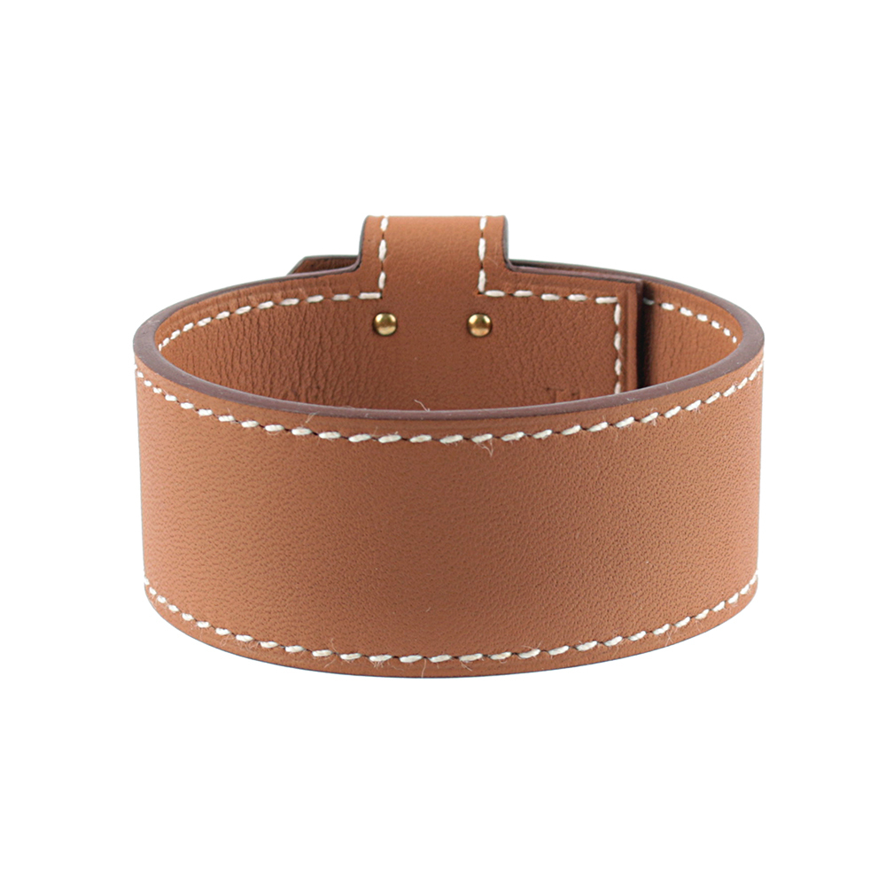 【HERMES】T1 金釦 Swift皮 Kelly Twist手環(金棕色)